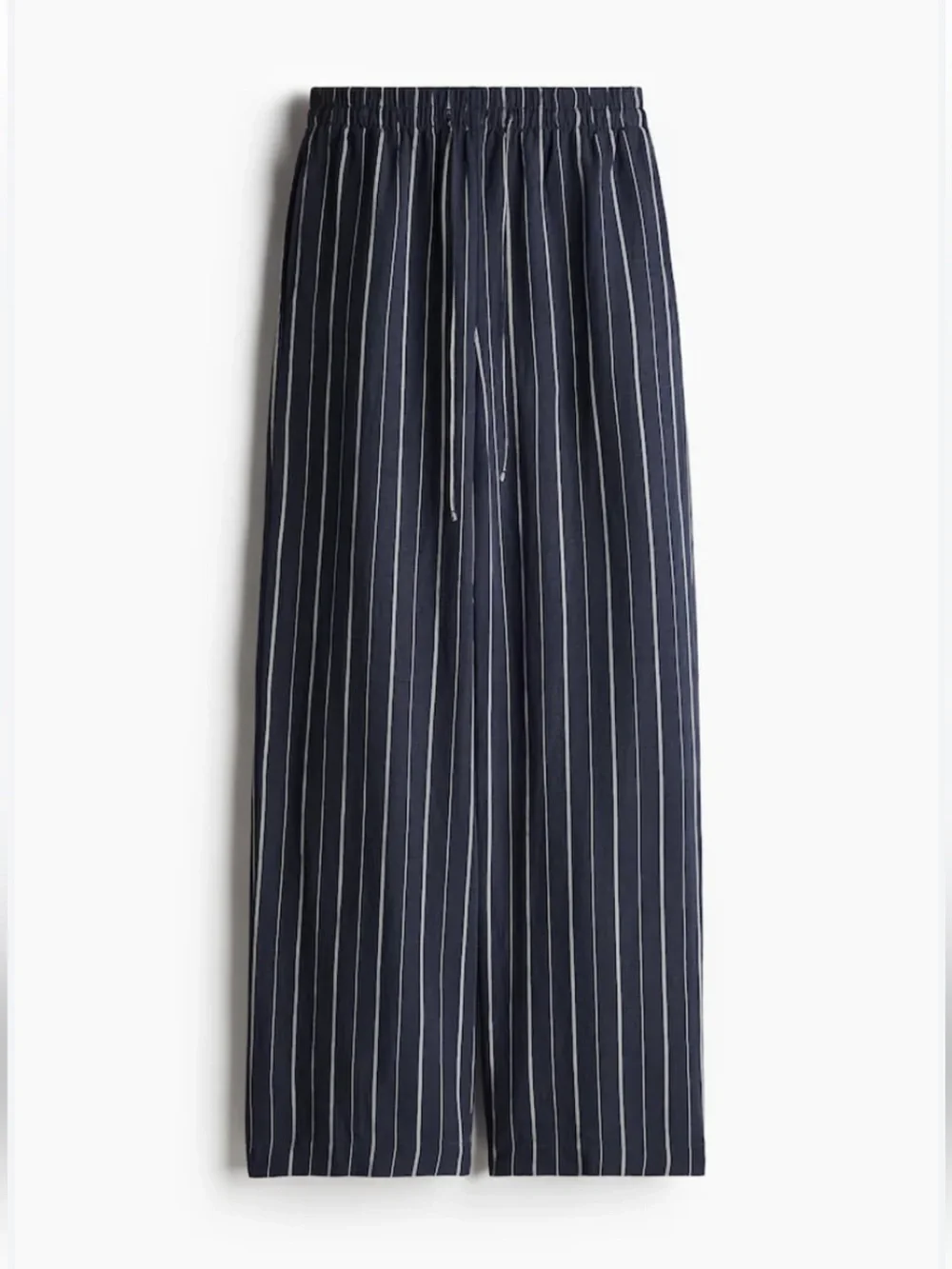 H&M Navy Blue Wide-Leg Pinstripe Pants